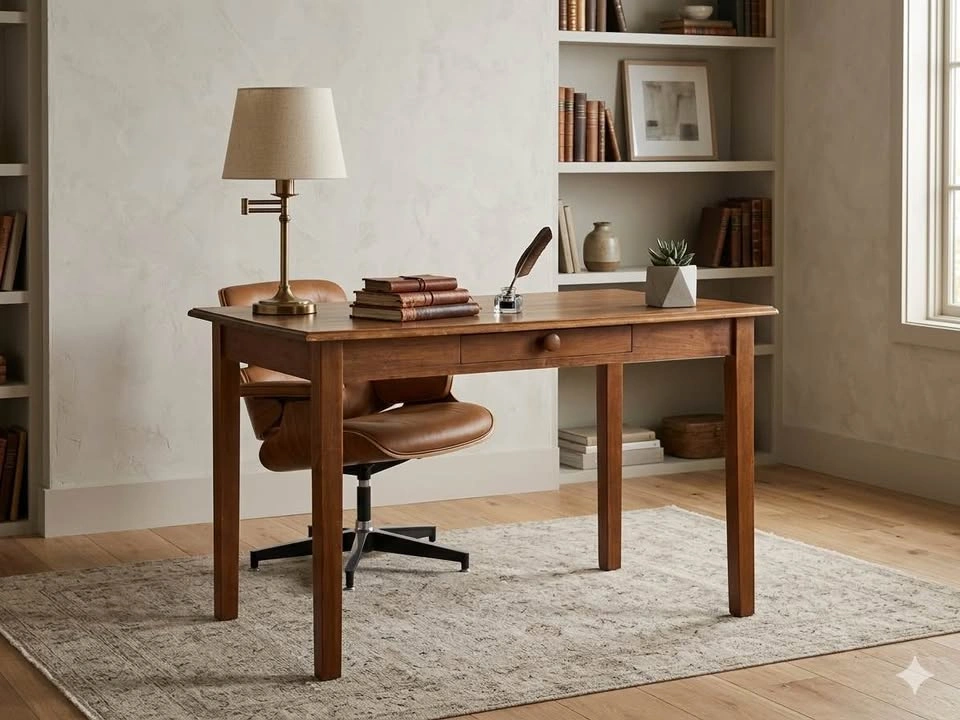 Vintage Wood Desk with Single Drawer
