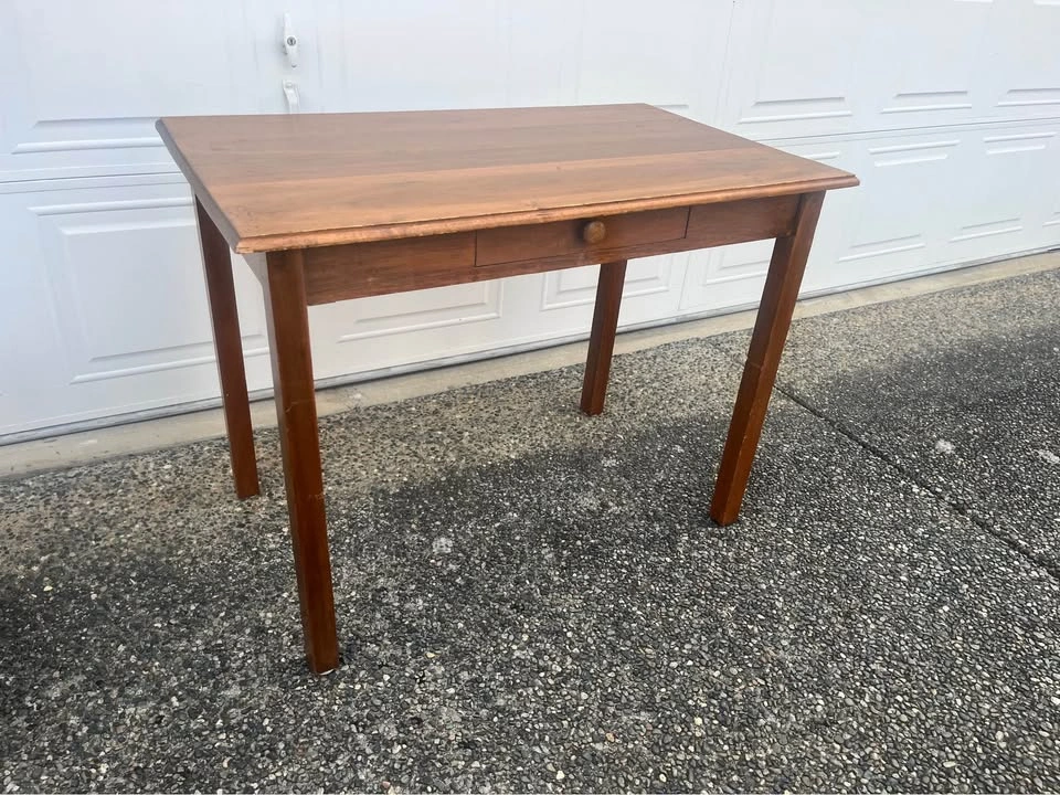 Vintage Wood Desk with Single Drawer - photo 2