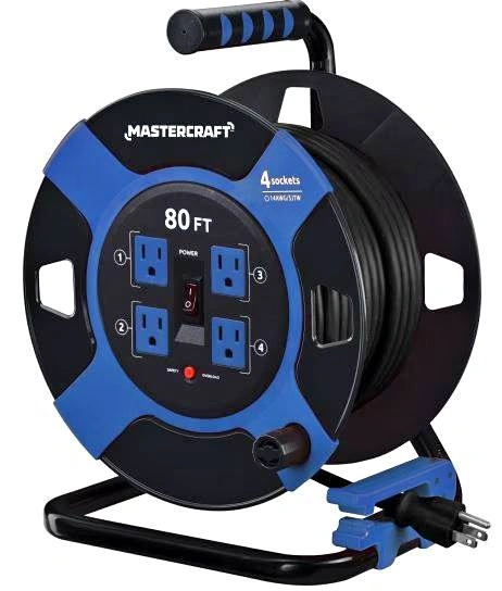 Mastercraft 80-ft Retractable Extension Cord Reel – Brand New