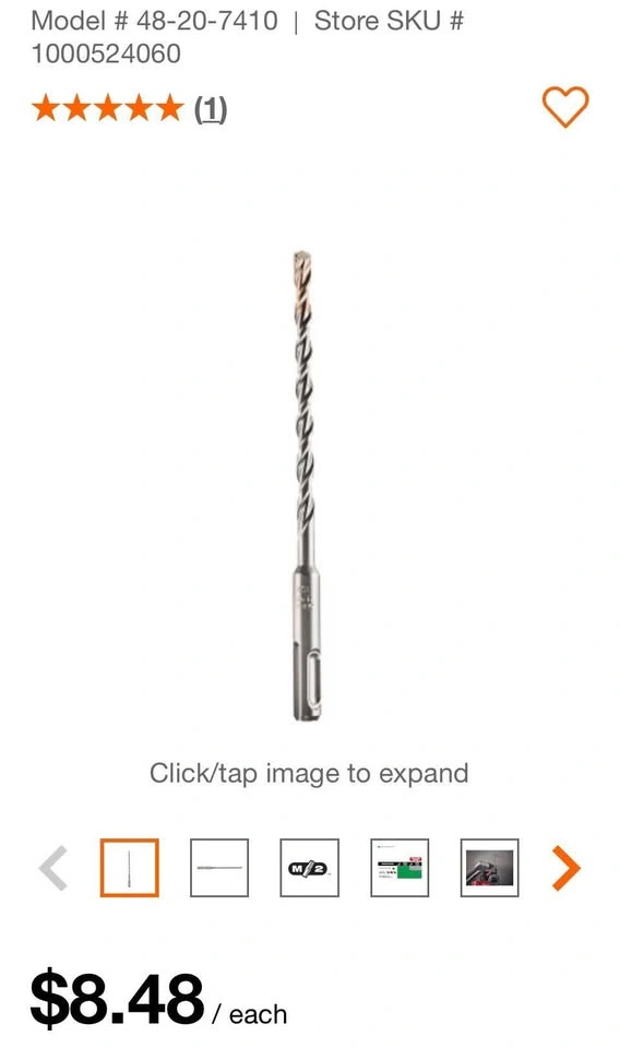 Milwaukee 3/16" x 4" SDS Plus Concrete Drill Bits (2 Pack) - photo 2