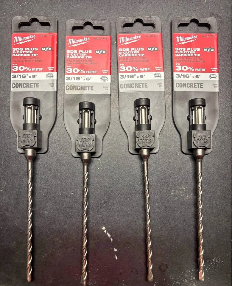 Milwaukee SDS Plus M2 2-Cutter Carbide Tip Concrete Drill Bits 3