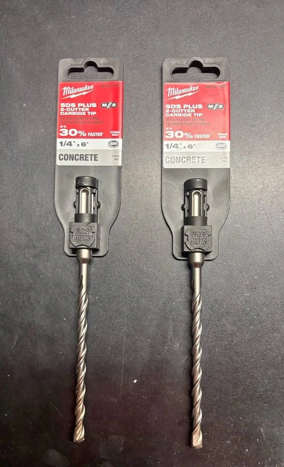 Milwaukee SDS Plus M2 1/4" x 6" Concrete Drill Bits