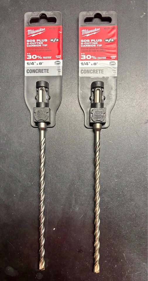 Milwaukee SDS Plus M2 1/4" x 8" Concrete Drill Bits