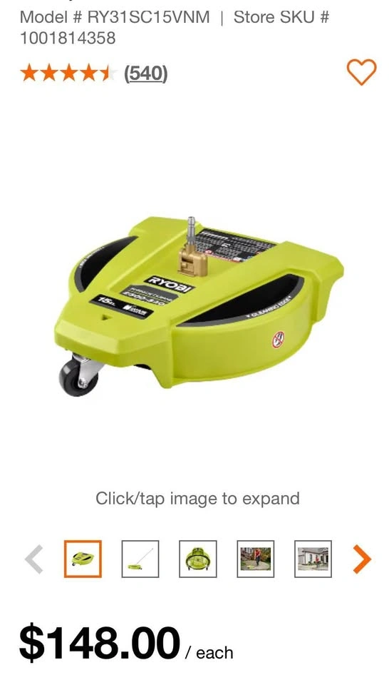 RYOBI 15" Surface Cleaner - photo 3