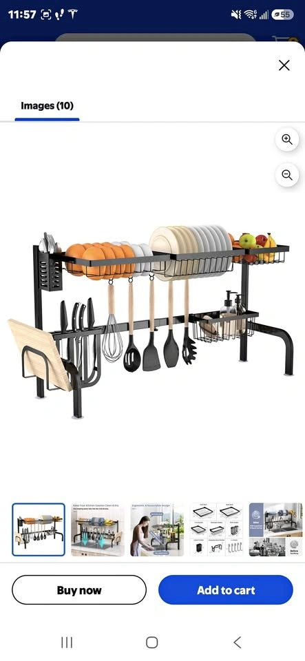 Black 2-Tier Over the Sink Dish Drying Rack