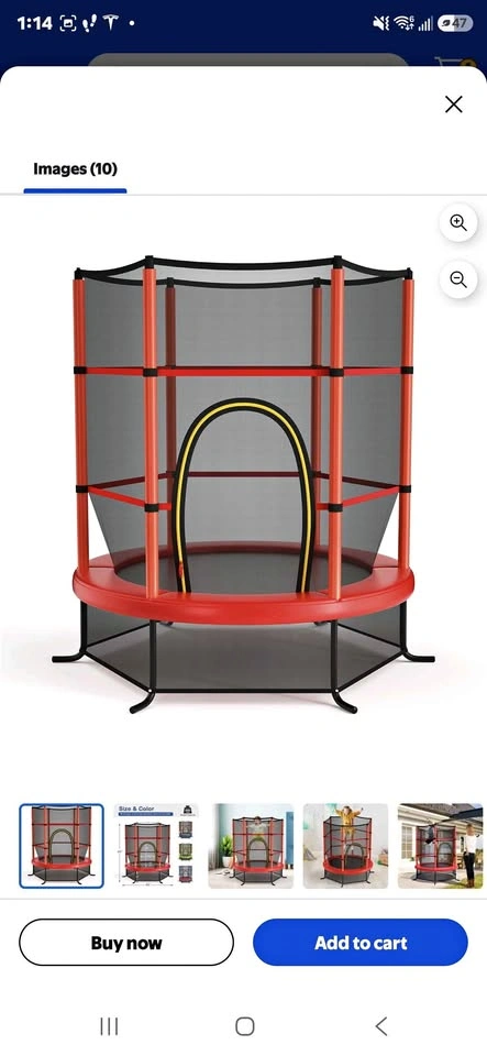 55" Kids Trampoline with Safety Enclosure Net