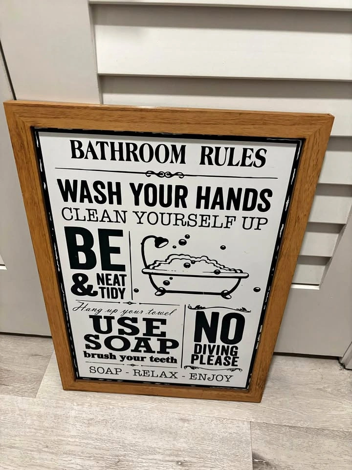 Bathroom Rules Wall Sign