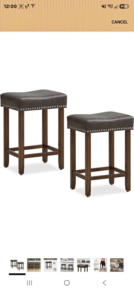 Costway Set of 2 Counter Height Bar Stools