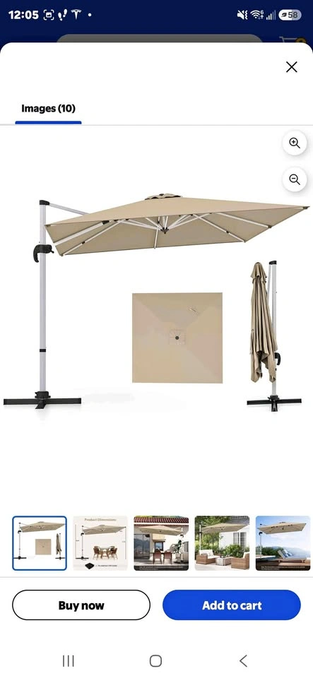 Costway 10ft Cantilever Patio Umbrella