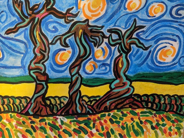 3 Sisters Van Gogh Style Painting