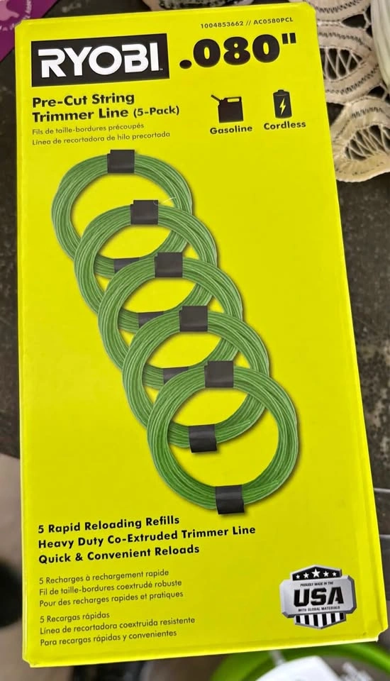 Ryobi .080" Pre-Cut String Trimmer Line (5-Pack)