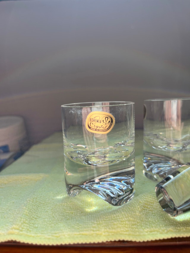 Vintage Clear Bohemia Crystal Decanter With 2 Glasses - photo 3