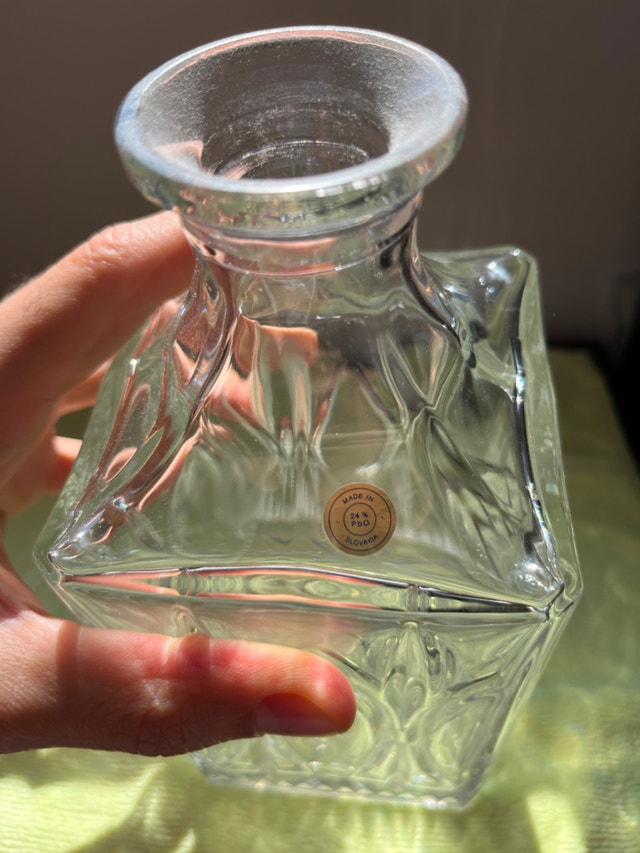 Vintage Square Crystal Decanter Made in Slovakia - photo 3