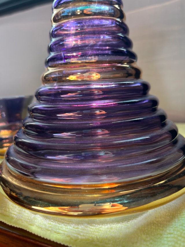 Vintage Purple & Gold Decanter With 2 Glasses - photo 3