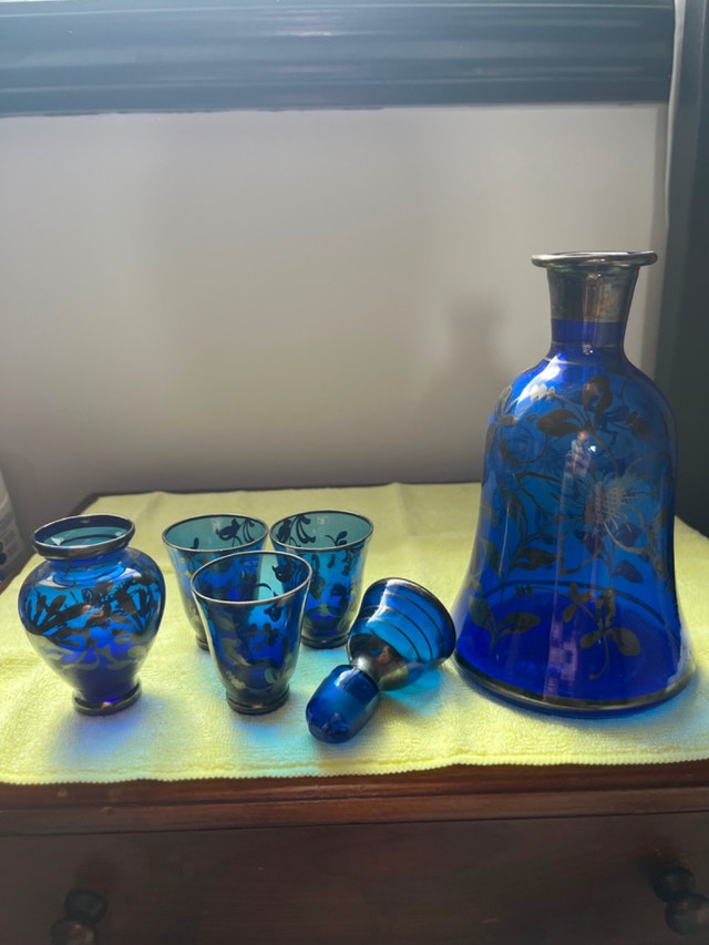 Cobalt Blue Italian Art Glass Decanter Set - photo 2