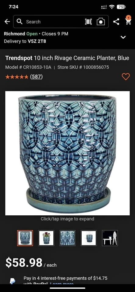 Trendspot 10 inch Rivage Ceramic Planter