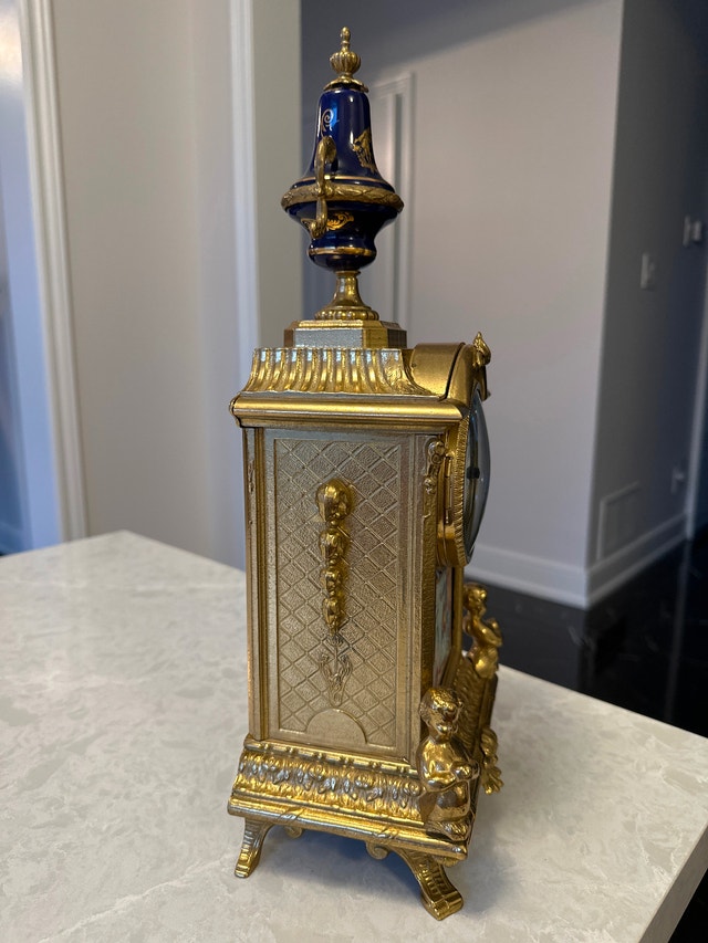 VTG Brevettato Imperial brass and porcelain mantel shelf clock - photo 5