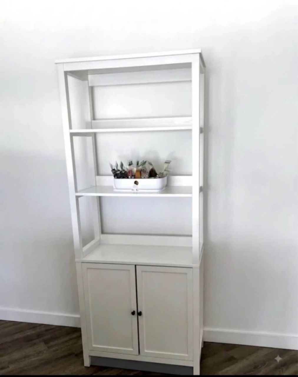 White Bookcase with Cabinet Doors