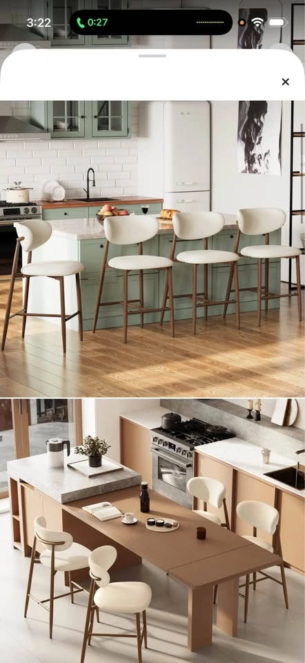 Mid-Century Modern Upholstered Counter Stools (SET OF 4) - photo 2