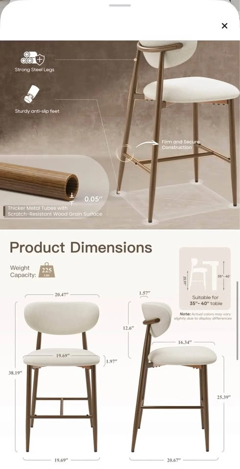 Mid-Century Modern Upholstered Counter Stools (SET OF 4) - photo 3