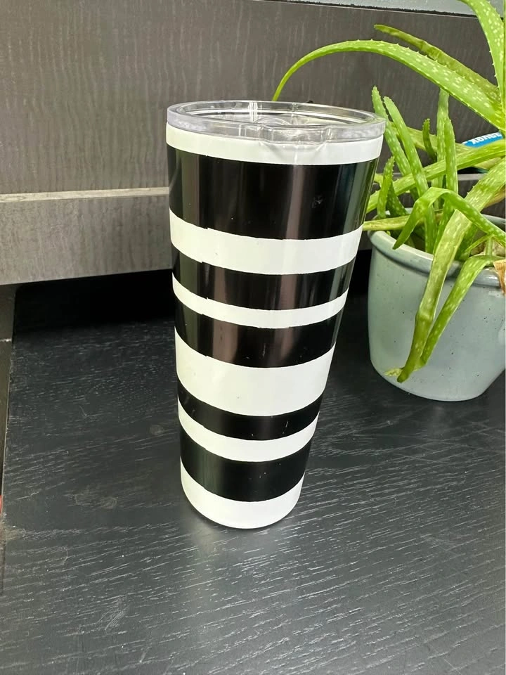 Kate Spade New York Black and White Striped Tumbler with Lid - photo 2