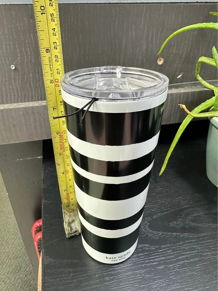 Kate Spade New York Black and White Striped Tumbler with Lid - photo 3