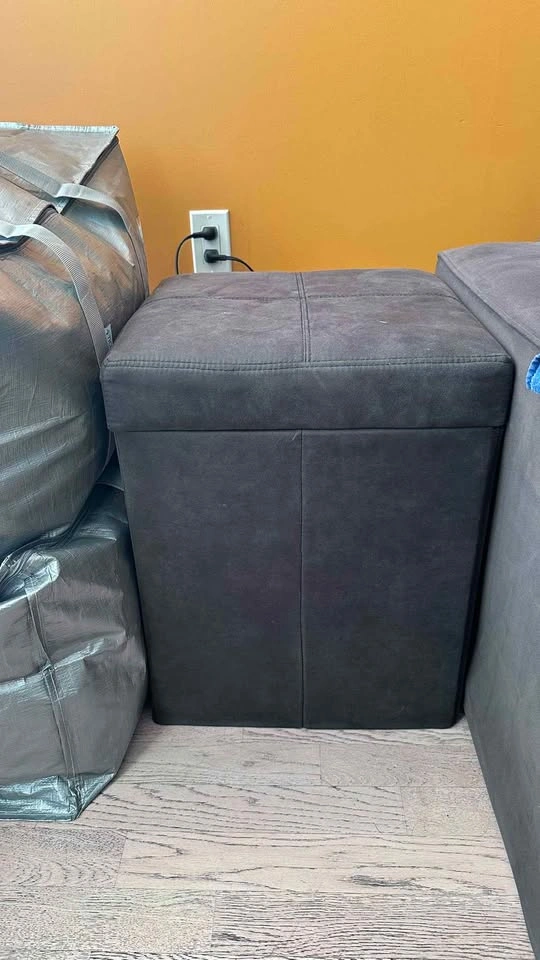 Dark Grey Storage Ottoman - photo 2