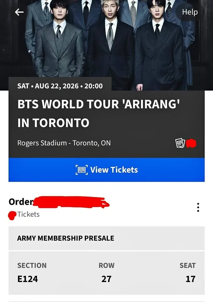 🎟️ BTS WORLD TOUR ‘ARIRANG’ TORONTO 🇨🇦