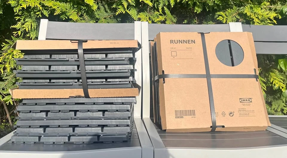 26 NEW IKEA RUNNEN Deck Tiles – Dark Grey – Brand New