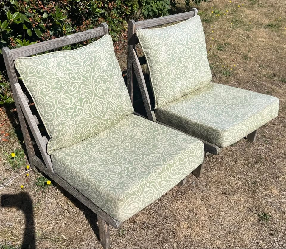 Sage Green Patterned Patio Cushions – 2 pairs - photo 3