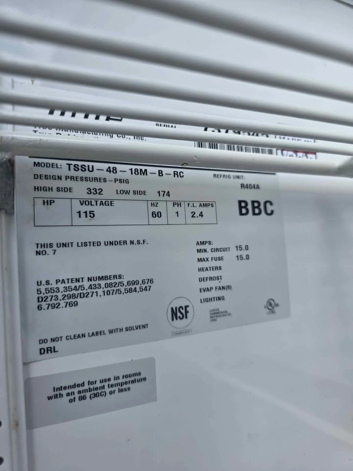 True 48" 2-Door Refrigerated Sandwich / Prep Table For Sale - photo 5