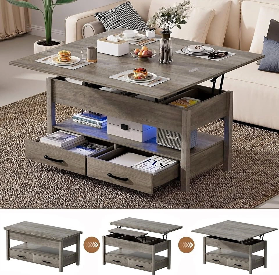 NEW-42'' Lift Top Coffee Table with LED