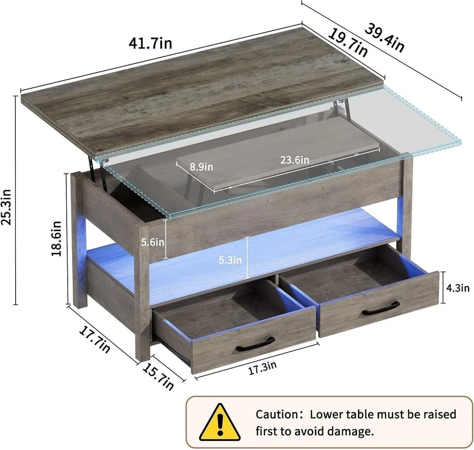 NEW-42'' Lift Top Coffee Table with LED - photo 3