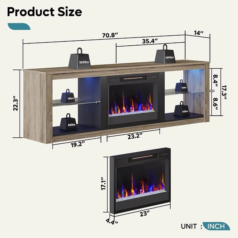 NEW-70 Inch TV Stand ( No Fireplace ) - photo 2