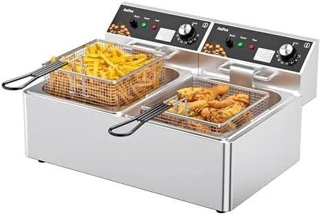 Commercial Deep Fryer 20L/21Qt Dual Tank Countertop Fryer