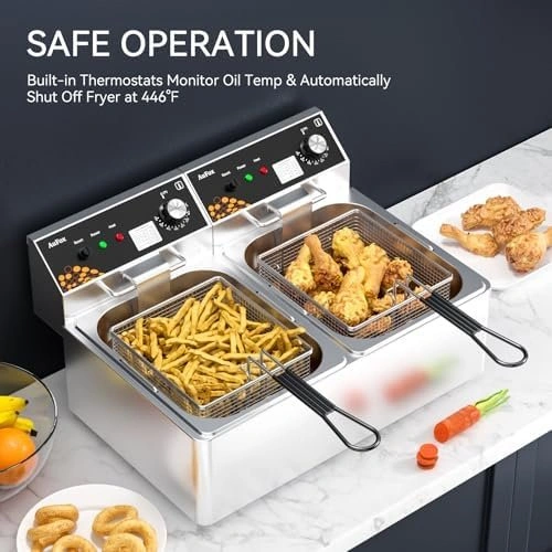 Commercial Deep Fryer 20L/21Qt Dual Tank Countertop Fryer - photo 5