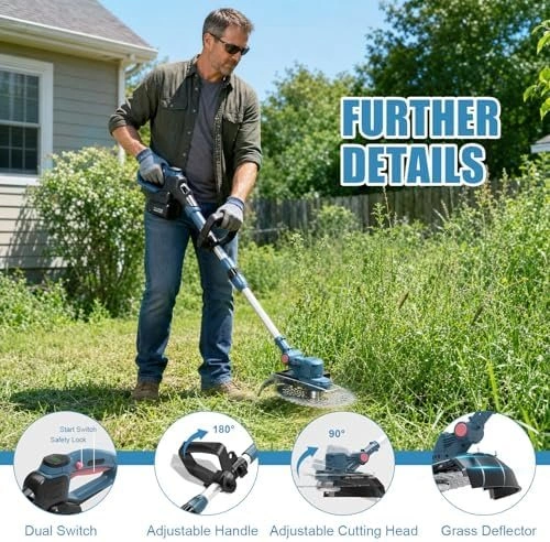 Electric Weed Wacker, Foldable Cordless String Trimmer - photo 2