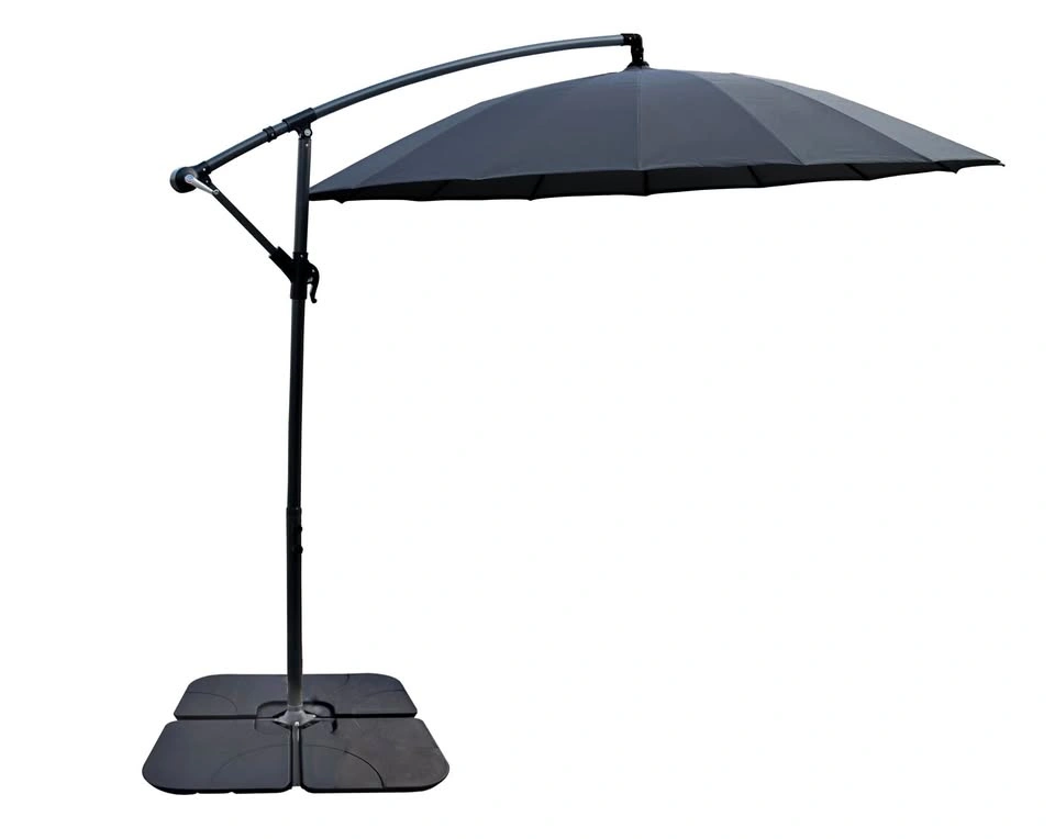 Shanghai Outdoor Patio Umbrella with Base - Charcoal