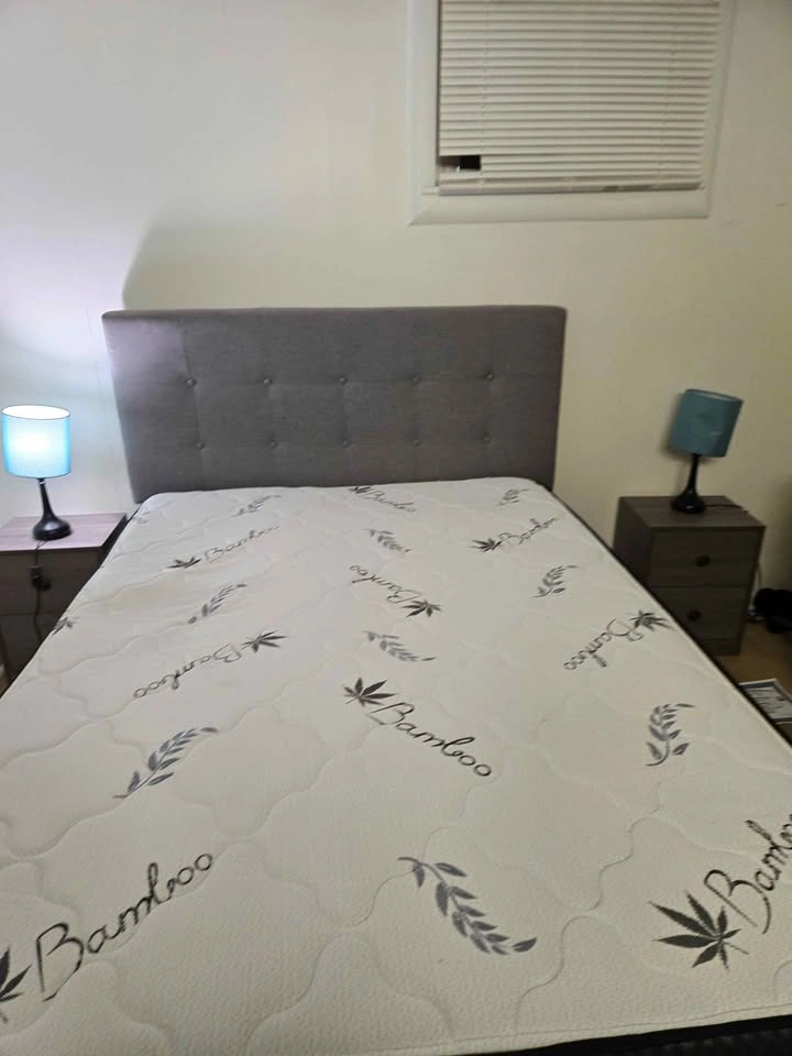 Bamboo Mattress and Grey Tufted Bed Frame - photo 3