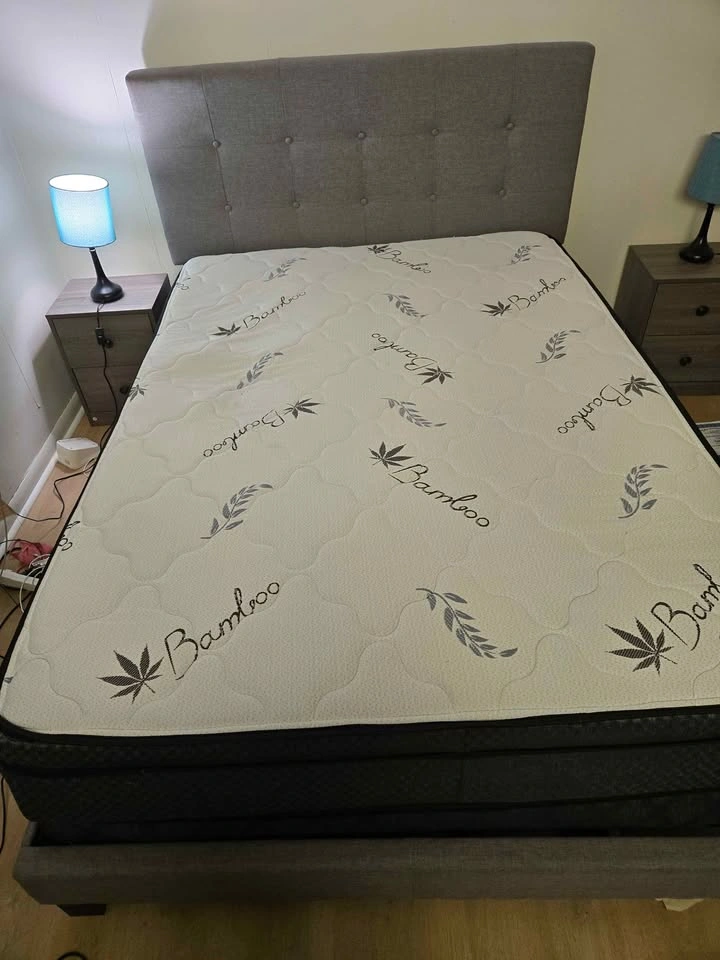 Bamboo Mattress and Grey Tufted Bed Frame - photo 4
