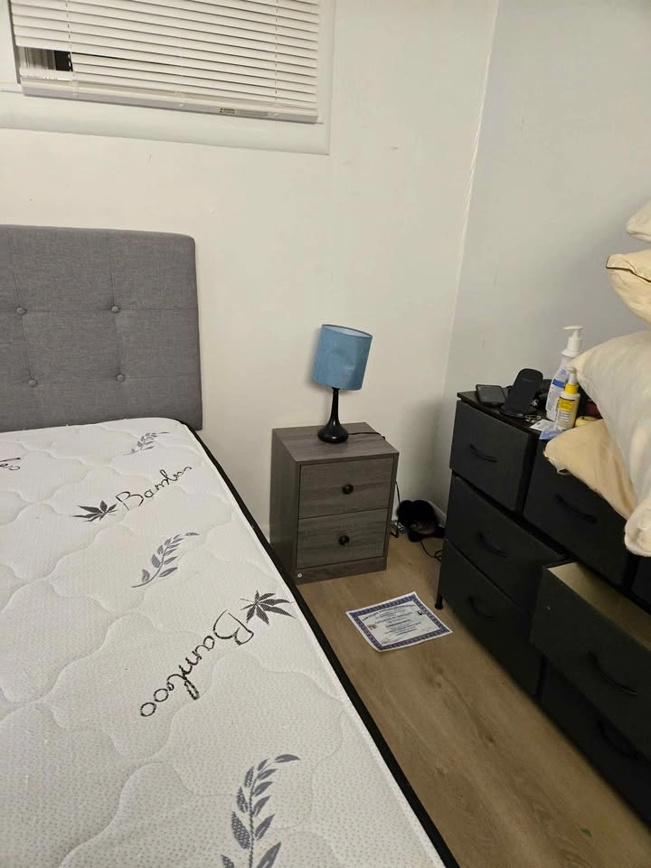 Bamboo Mattress and Grey Tufted Bed Frame - photo 5