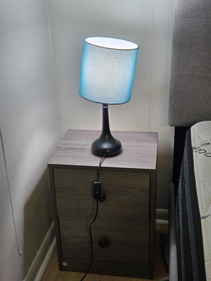 Grey Wood-Grain Nightstand with Drawer - photo 2