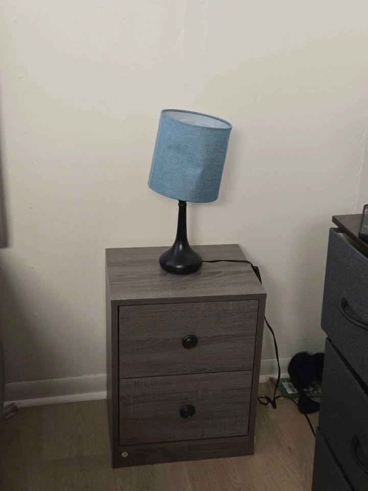 Grey Wood-Grain Nightstand with Drawer - photo 3