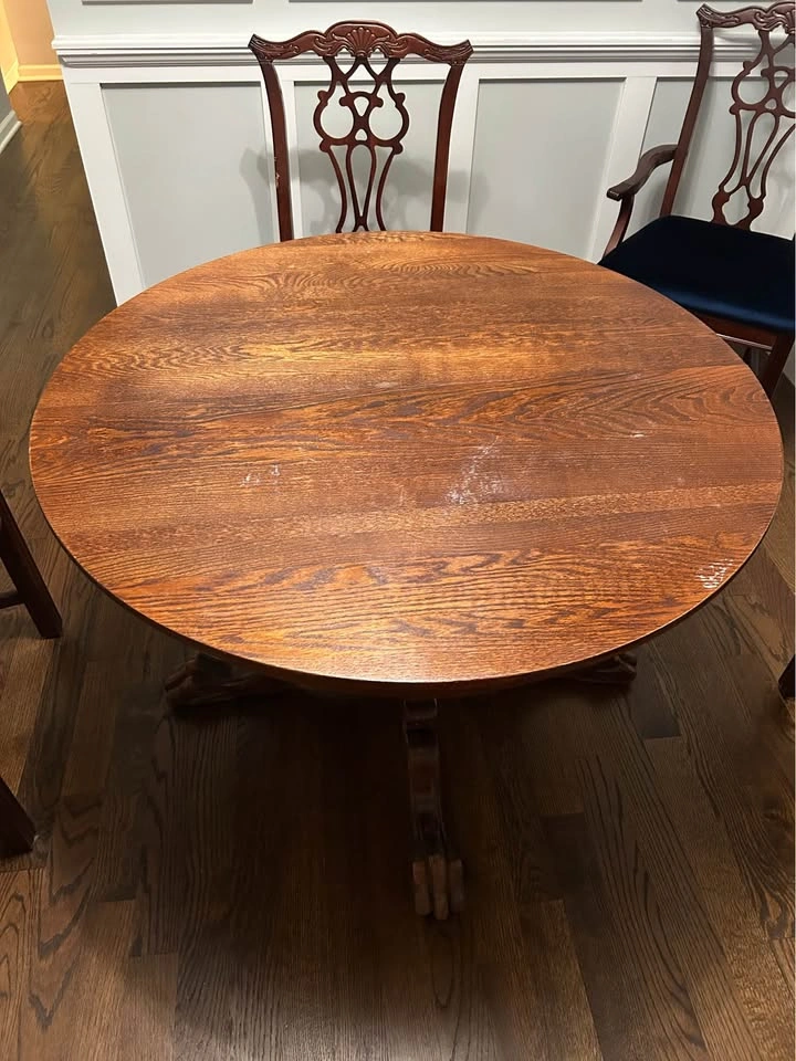Solid Wood Dining Room Table with one leaf and 6 chairs - photo 2
