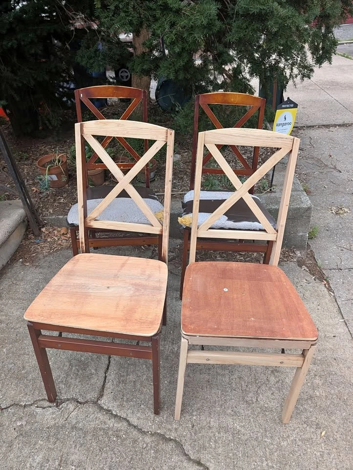 Vintage Mid-Century Solid Wood Folding Dining Chairs – Project S