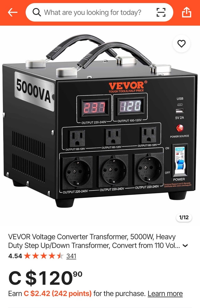 Voltage Converter Transformer, 5000W, Step Up/Down Transformer - photo 3