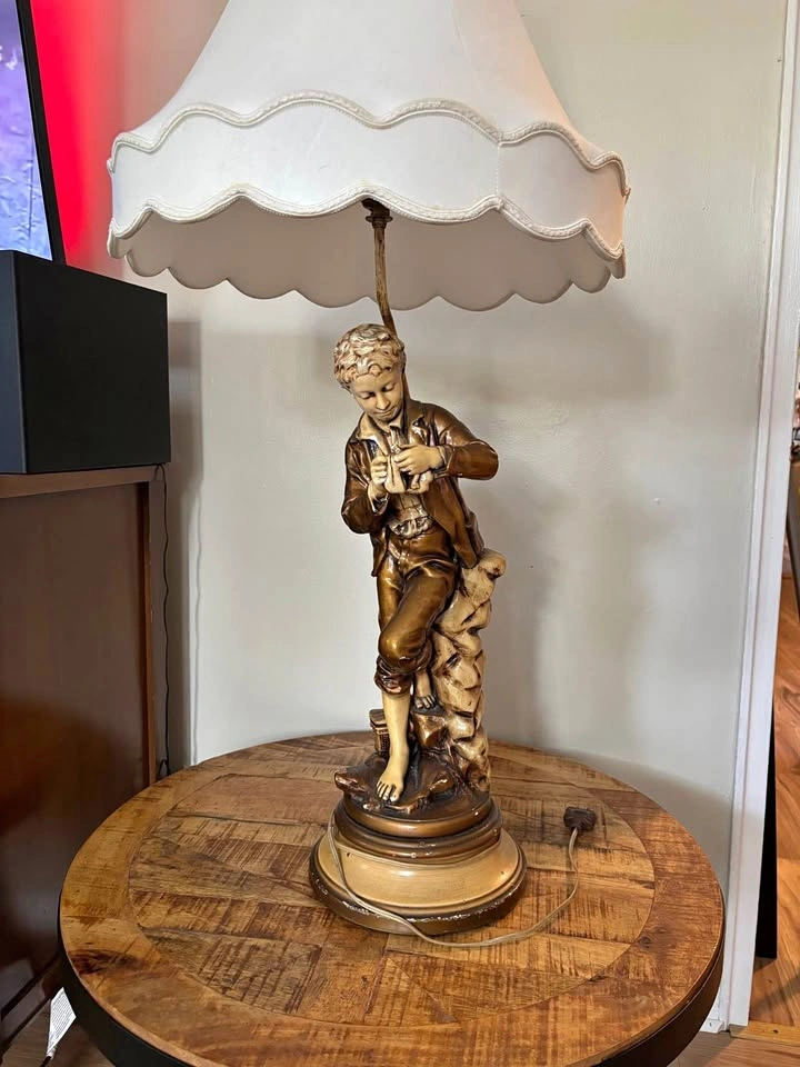 Antique 1961 Harvey Davis Inc. Plaster & Metal Large Lamps