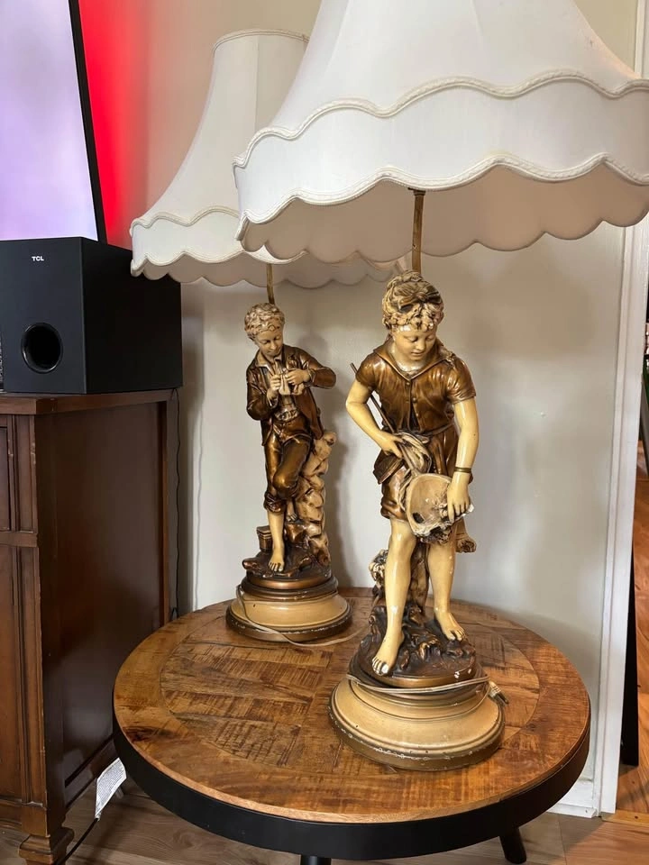 Antique 1961 Harvey Davis Inc. Plaster & Metal Large Lamps - photo 2