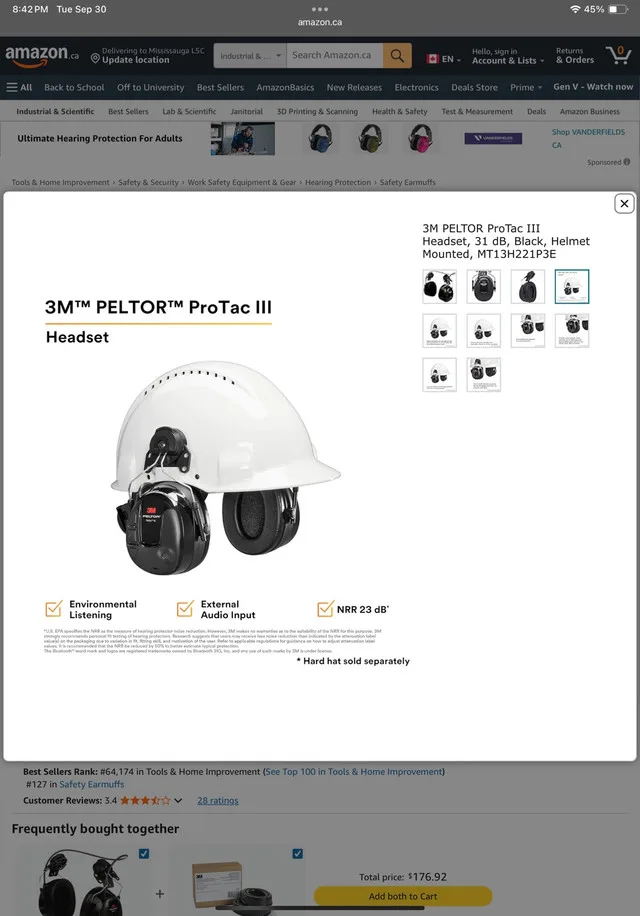 3M Peltor Protac III headset - designed to attach to hard hat image indicator(6)