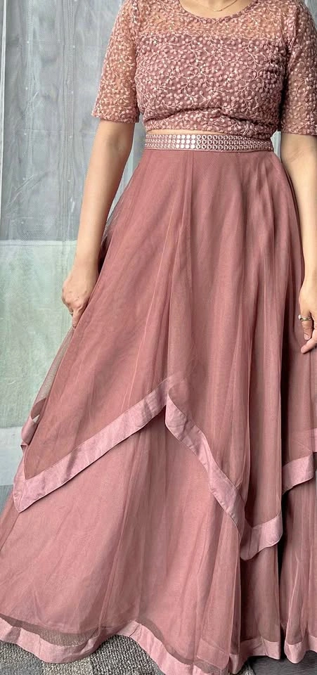 Mauve Embroidered Lehenga Set